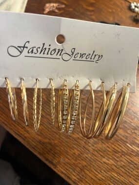 Fashion Jewelry Gold-Tone Hoop Earring Set - Mixed Textures